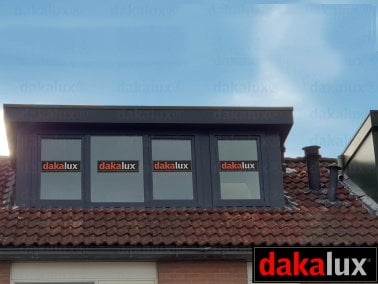 donkergrijs dakkapel dakalux prefab kunststof 4 meter